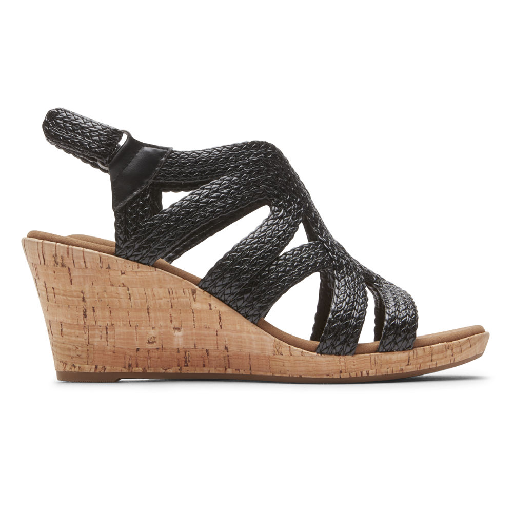 Sandálias Rockport Mulher Pretas - Briah Braided - 91785SYPF